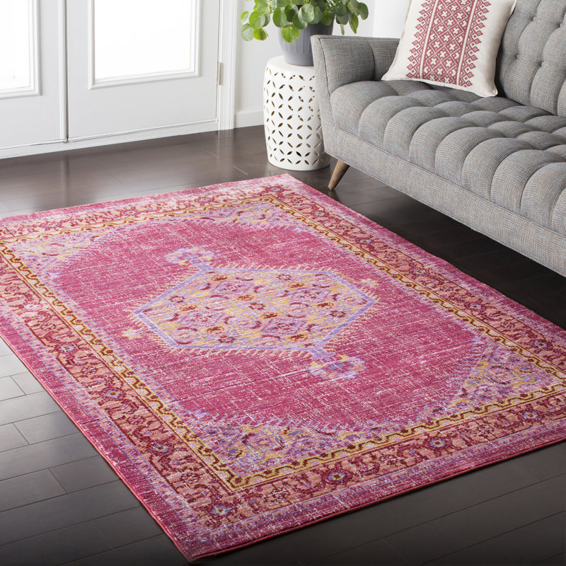 Mistana™ Altus Oriental Bright Pink/Bright Orange Area Rug & Reviews